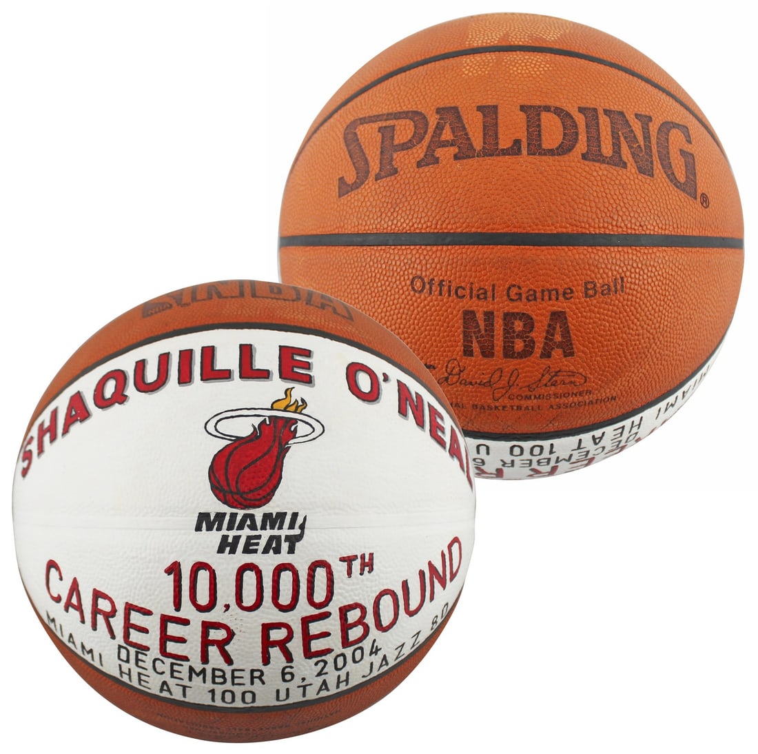 Shaquille O'Neal 10,000th Rebound Game Used NBA Basketball Miami Heat (1 of 10)