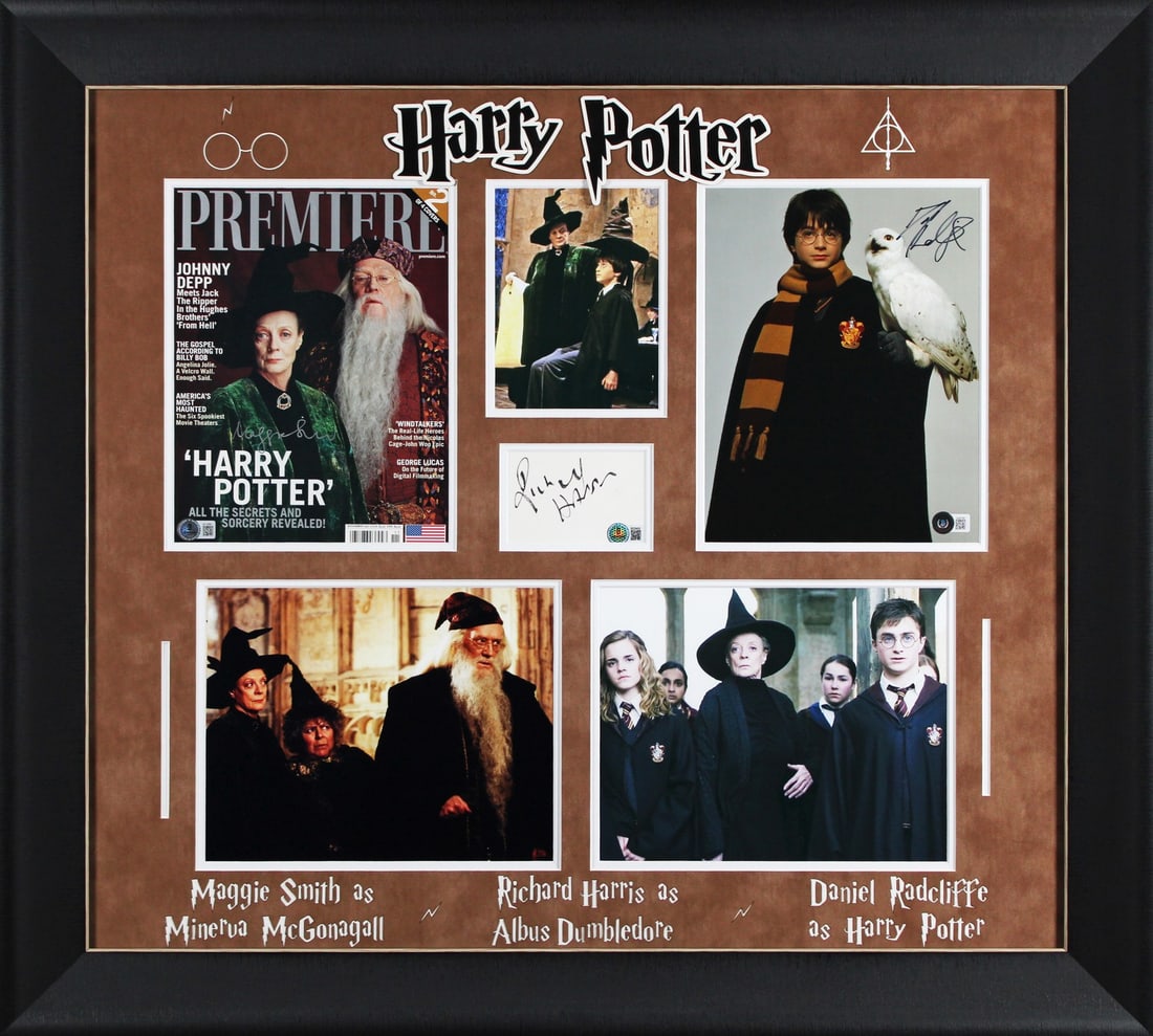 Harry Potter Signed Framed Display by Radcliffe Smith Harris BAS Authenticated (1 of 4)