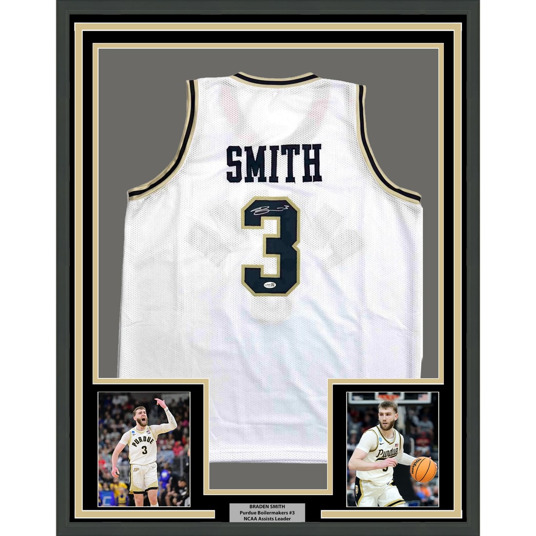 Braden Smith Signed Purdue Framed White Jersey With JSA COA 35x39 (1 of 2)