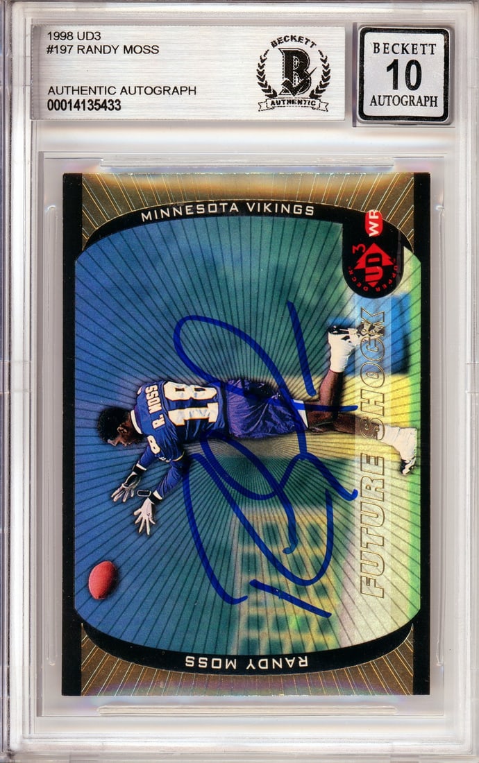 1998 Upper Deck Randy Moss Autographed Rookie Card BGS 10 Minnesota Vikings (1 of 2)