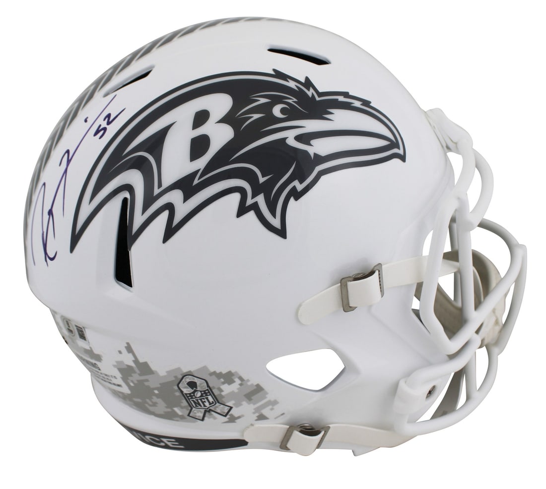 Ray Lewis Signed Baltimore Ravens Salute To Service III Helmet BAS Authenticated: Ray Lewis Signed Baltimore Ravens Salute To Service III Helmet BAS Authenticated This is a full-size, alternate 2024 Salute To Service III Riddell Speed Replica Helmet, personally signed by Ray Lewis