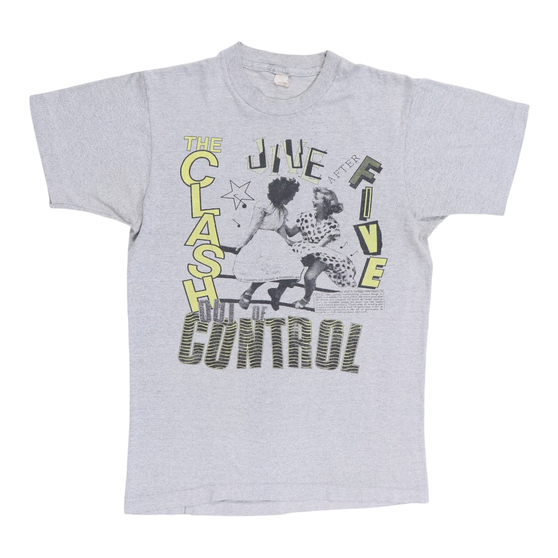 Vintage 1984 The Clash Out Of Control Tour Gray Poly Cotton Shirt (1 of 5)