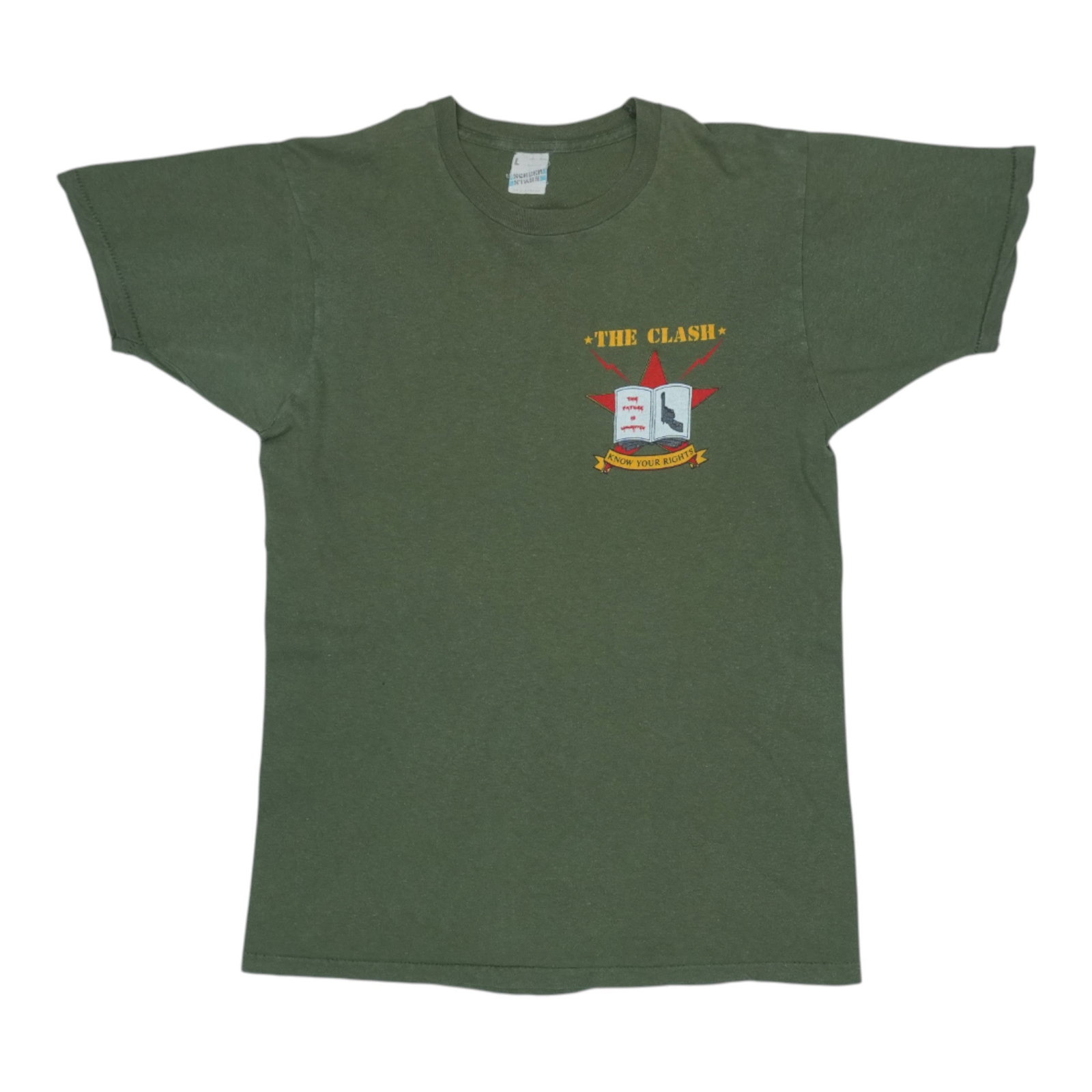 Vintage 1982 The Clash Combat Rock Tour Green Cotton Graphic Shirt (1 of 7)