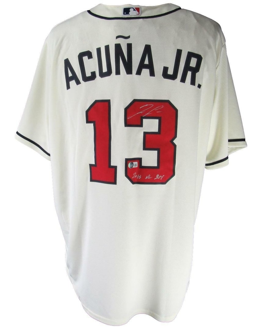 Ronald Acuna Jr Signed Inscribed 2018 NL ROY Braves Nike Jersey Beckett Authenticated (1 of 5)
