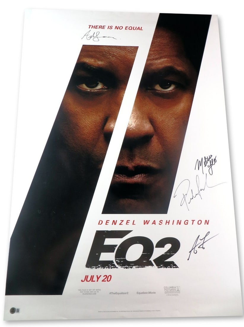 The Equalizer 2 Autographed 27x40 Poster Pascal Leo Sanders Beckett Authenticated (1 of 4)