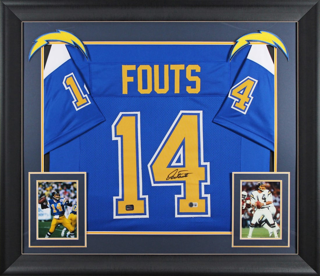 Dan Fouts Signed Blue Throwback Framed Jersey Los Angeles Chargers BAS Authenticated (1 of 2)