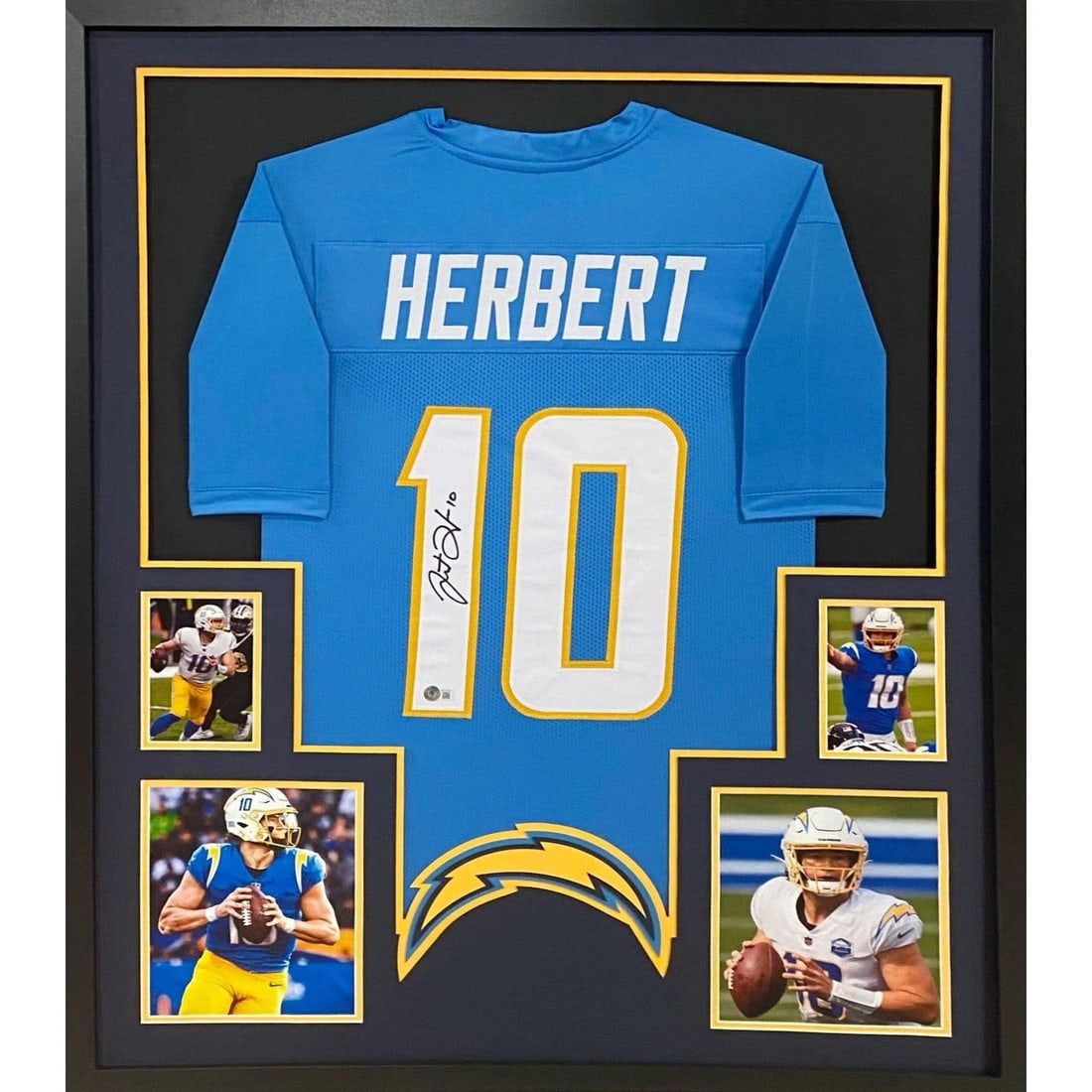 Justin Herbert Autographed Framed Jersey Los Angeles Chargers Beckett Certified (1 of 2)