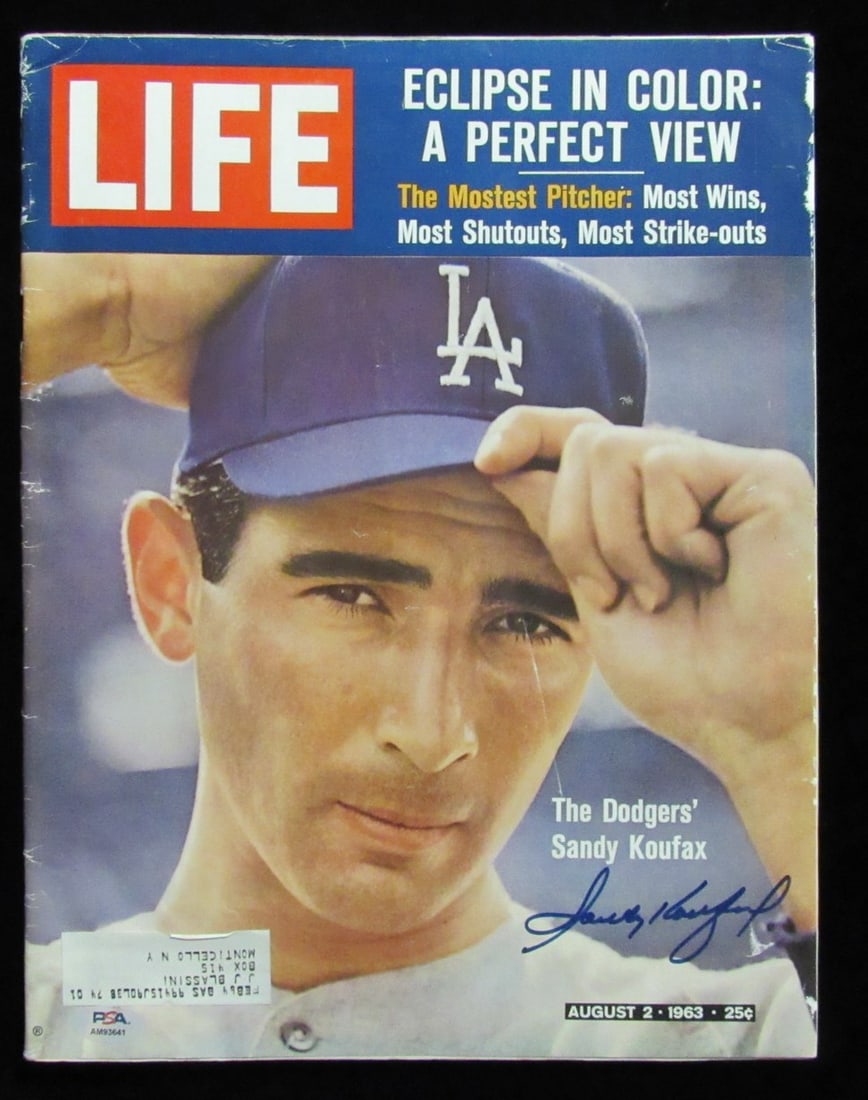 Sandy Koufax Signed August 2 1963 LIFE Magazine PSA/DNA Authentic (1 of 3)