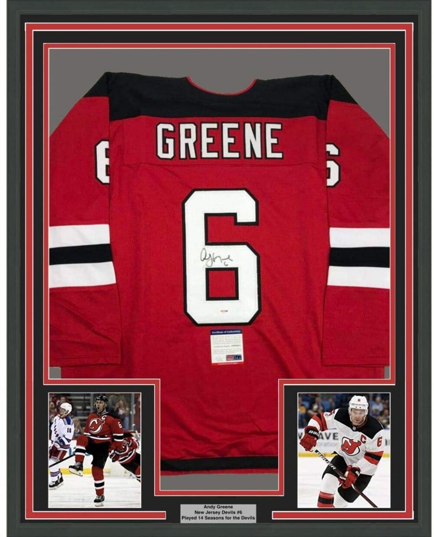 Framed Autographed Andy Greene Jersey 33x42 New Jersey Devils PSA/DNA COA (1 of 2)