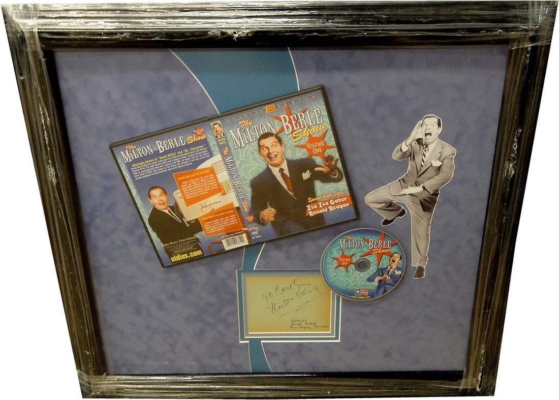 Milton Berle Signed Cut Framed Display 24x25 Authenticated by Global Authentics (1 of 3)