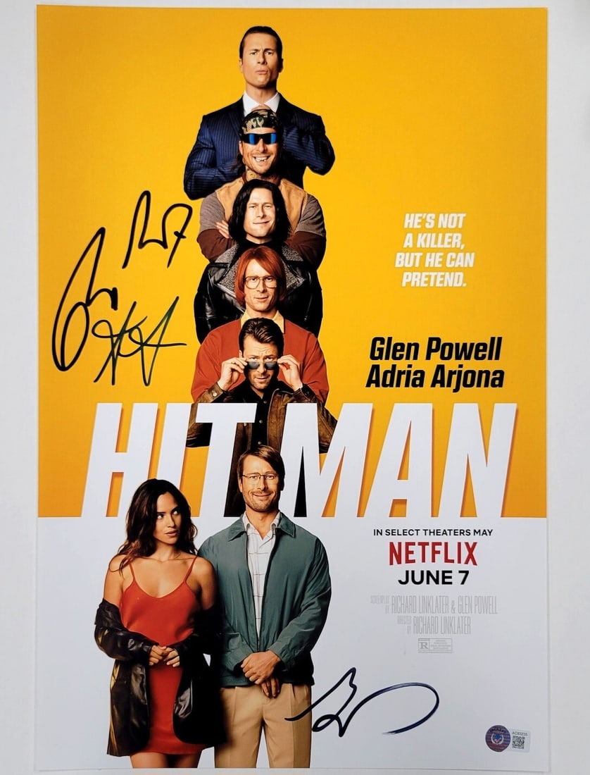 Hit Man Signed 12x18 Photo Powell Arjona Linklater Beckett Authenticated (1 of 5)