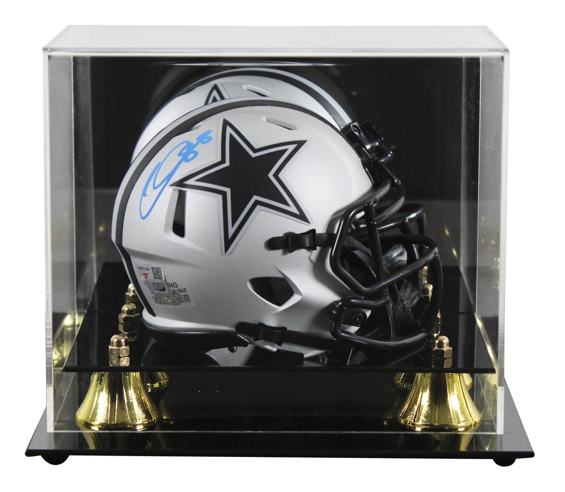 CeeDee Lamb Signed Dallas Cowboys Rave Speed Mini Helmet with Display Case (1 of 3)