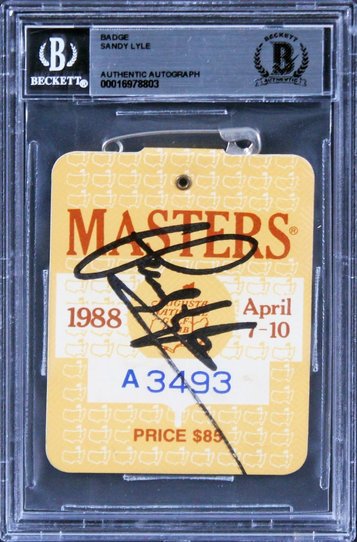 1988 Masters Badge Ticket Signed by Sandy Lyle Beckett Authenticated (1 of 2)