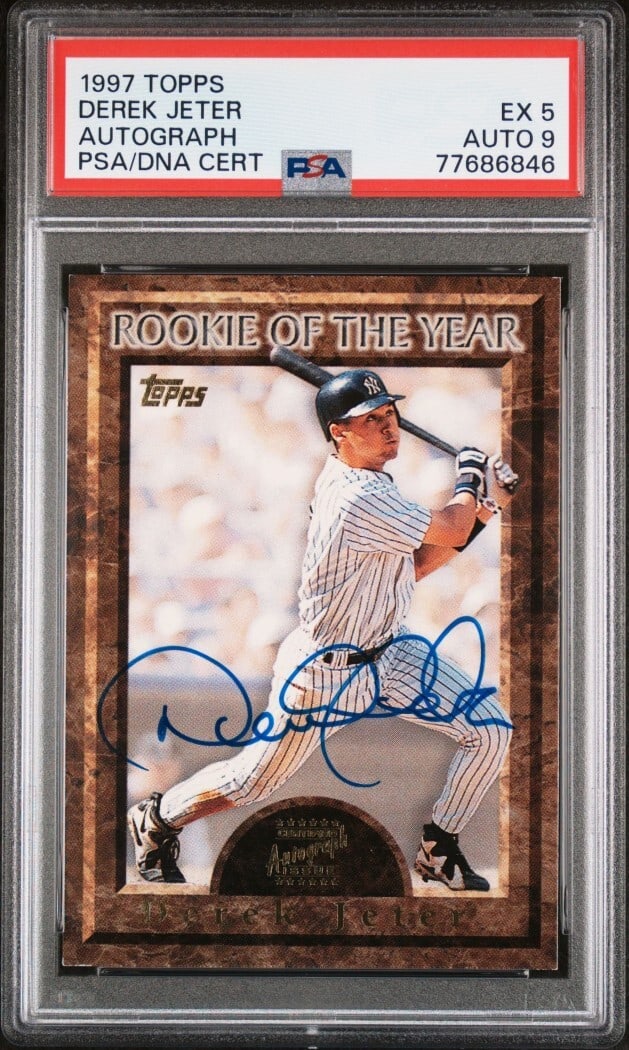Derek Jeter 1997 Topps Rookie Auto Baseball Card PSA 5 Yankees (1 of 2)