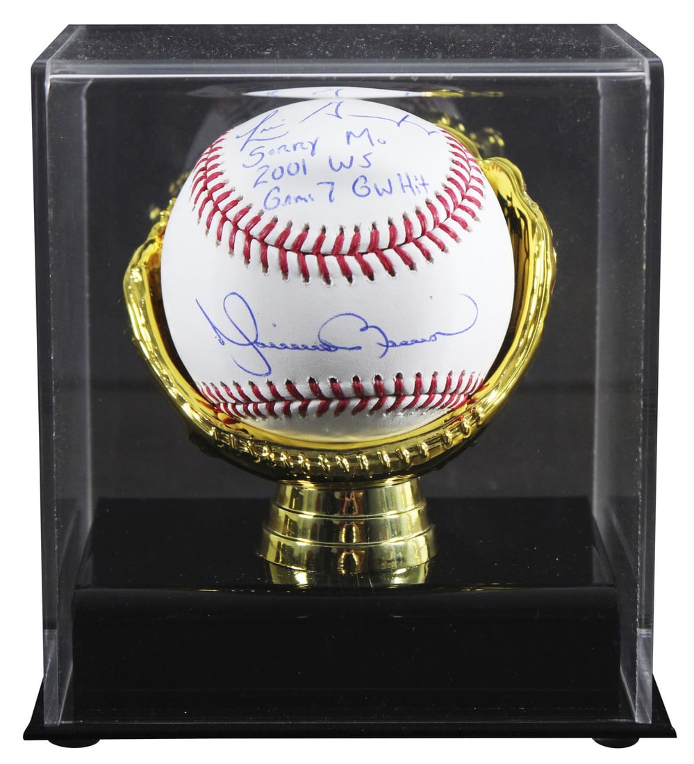 Baseball Autographed by Mariano Rivera and Luis Gonzalez BAS Witnessed with Display Case (1 of 6)