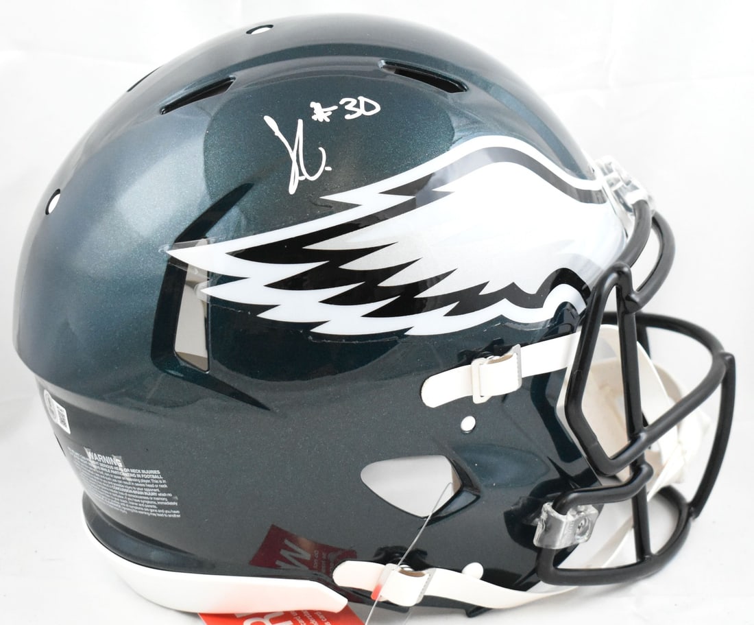 Philadelphia Eagles Full Size Speed Authentic Helmet Signed by Jihaad Campbell Beckett (1 of 5)