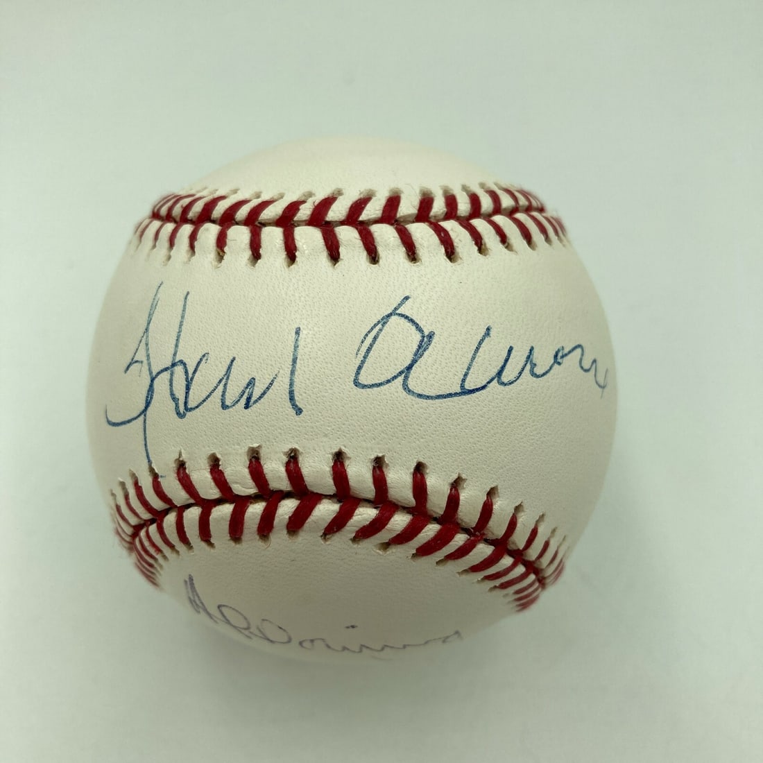 Official MLB Baseball Signed by Hank Aaron and Al Downing with JSA Authentication (1 of 7)