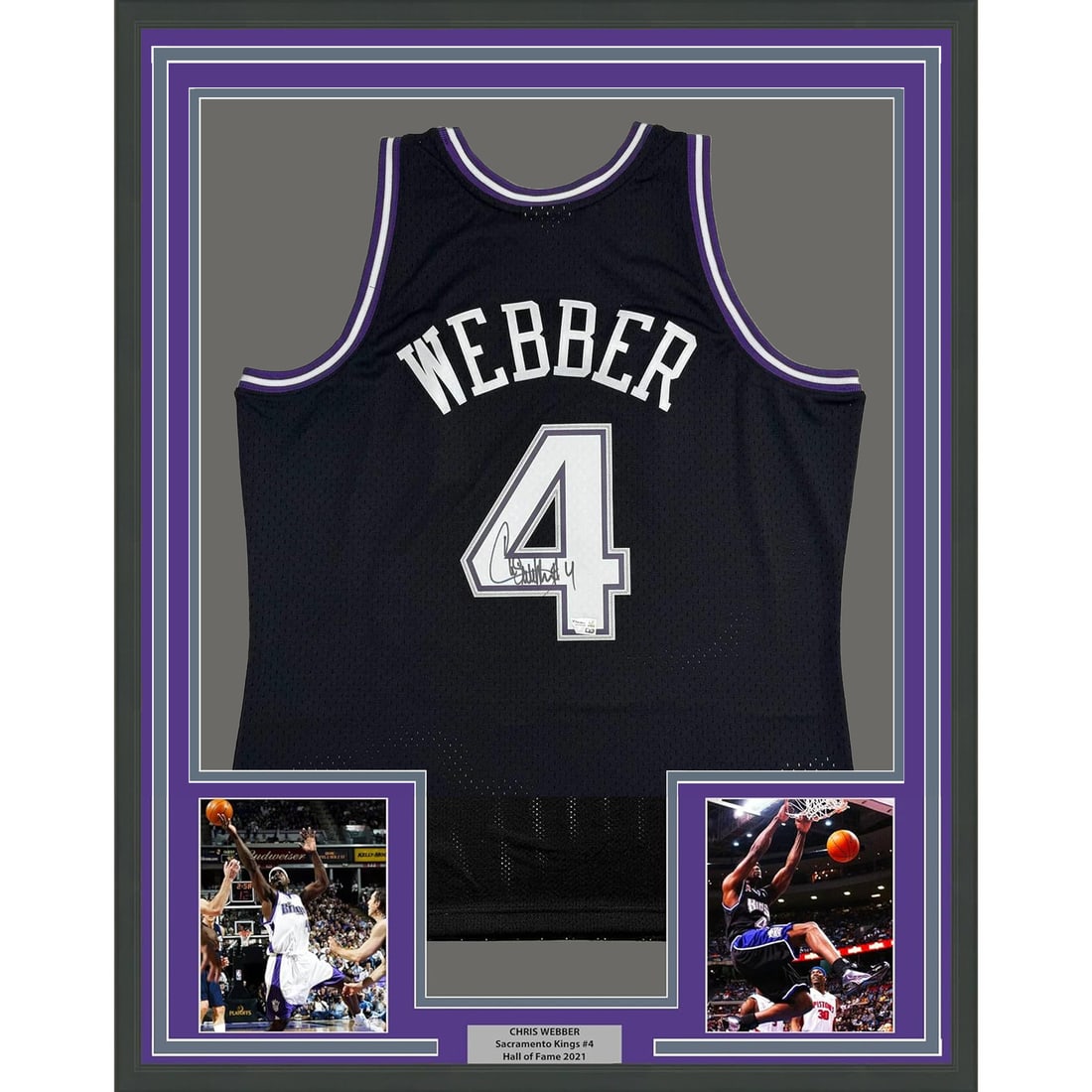 Framed Signed Chris Webber Sacramento Kings Jersey 35x39 Fanatics COA (1 of 2)