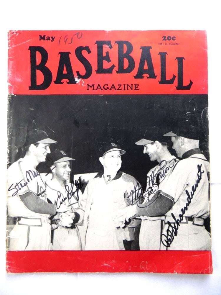 Baseball Magazine Signed by Musial Slaughter Marion Schoendienst JSA Authenticated 1950 (1 of 4)