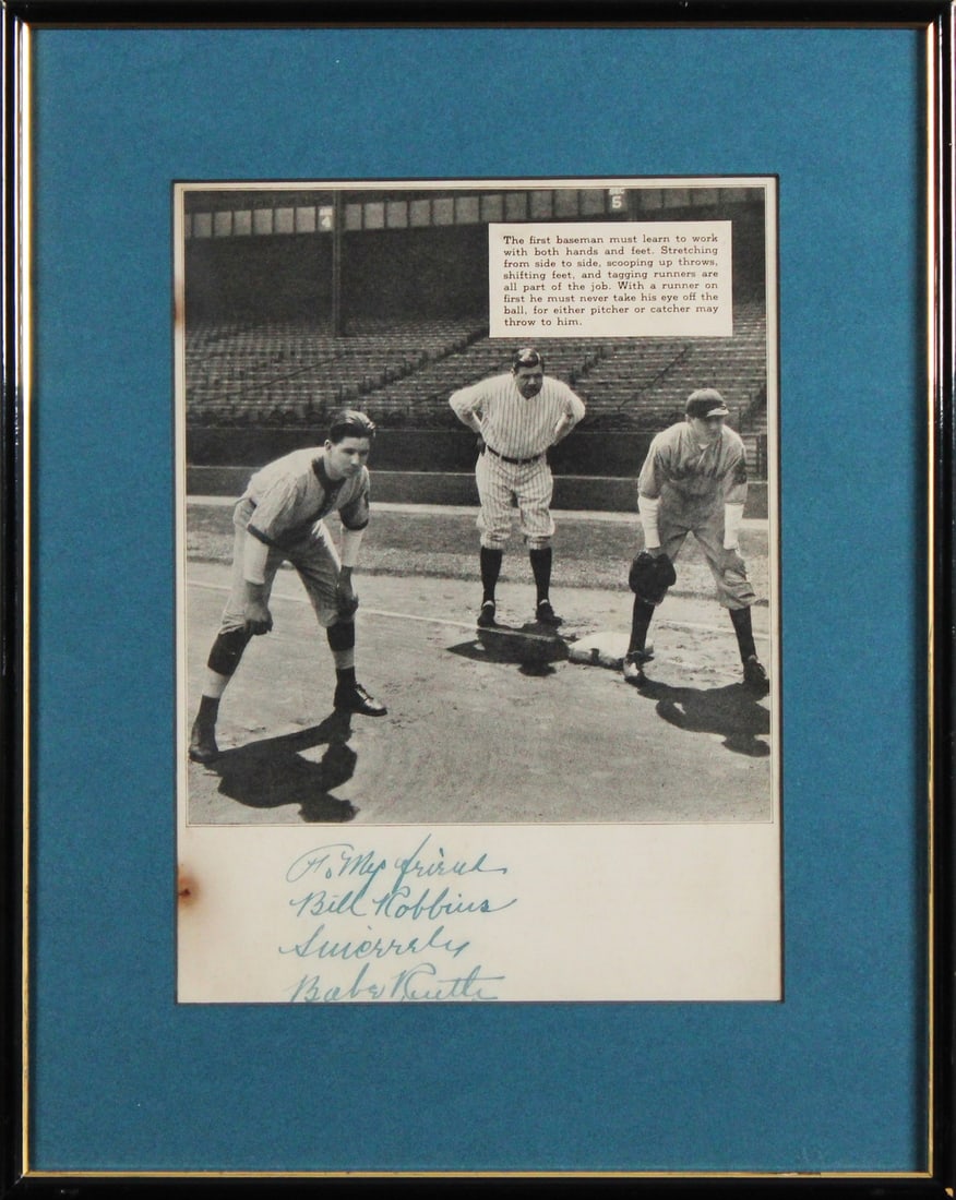 Babe Ruth Signed Framed 8x10.5 Magazine Page Beckett Authenticated Yankees (1 of 5)