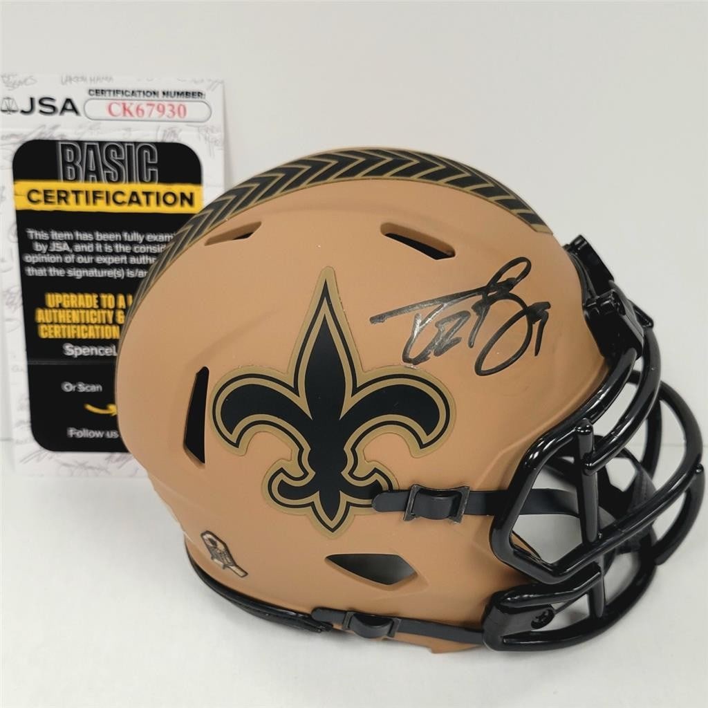 Autographed Salute to Service Mini Helmet Drew Brees New Orleans Saints JSA Authenticated (1 of 4)