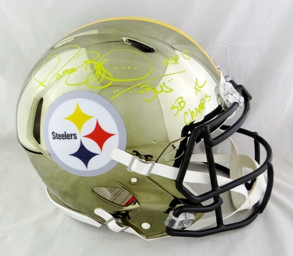 Pittsburgh Steelers Chrome Helmet Signed by Jerome Bettis with Beckett Authentication (1 of 6)