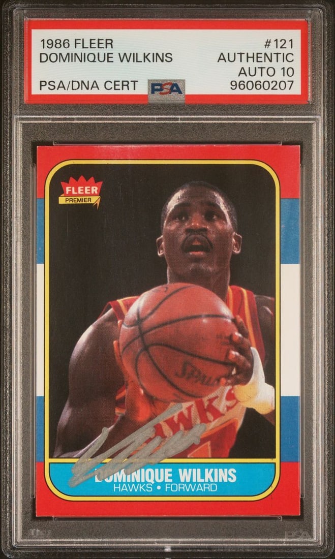 1986 Fleer Dominique Wilkins #121 Signed Card PSA/DNA Authentic Hawks (1 of 2)