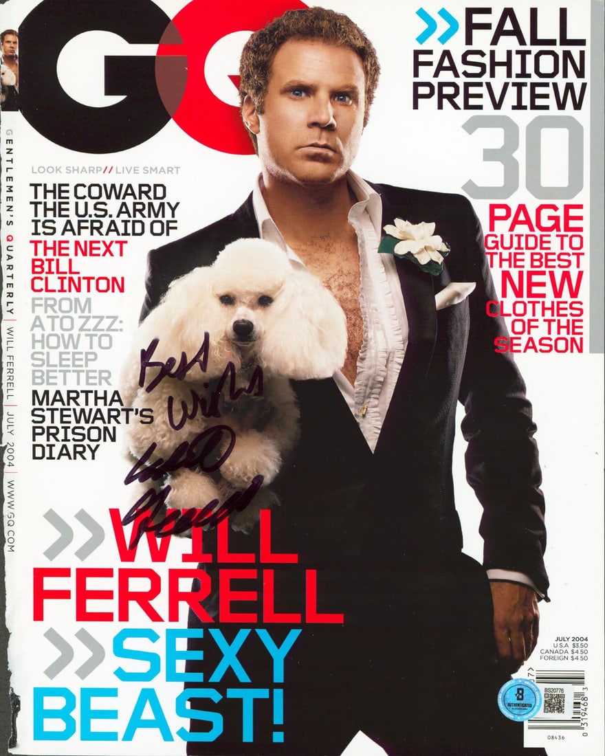 Will Ferrell Signed GQ Magazine Cover July 2004 Best Wishes BAS (1 of 2)