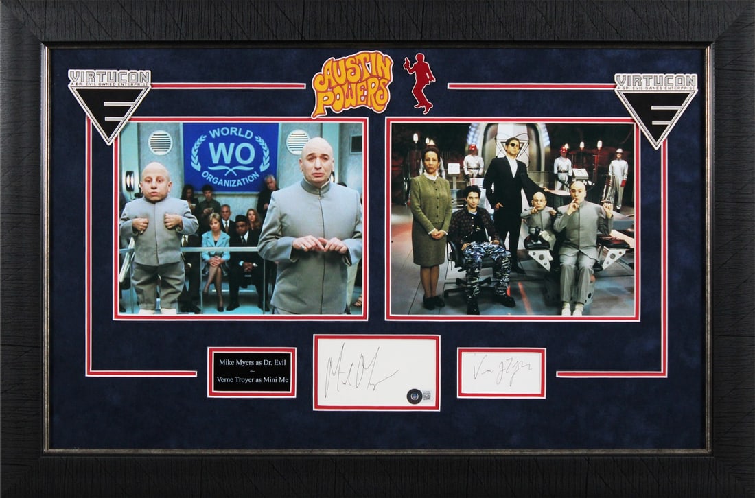 Mike Myers Verne Troyer Austin Powers Signed Framed Display BAS #BL98249 (1 of 3)