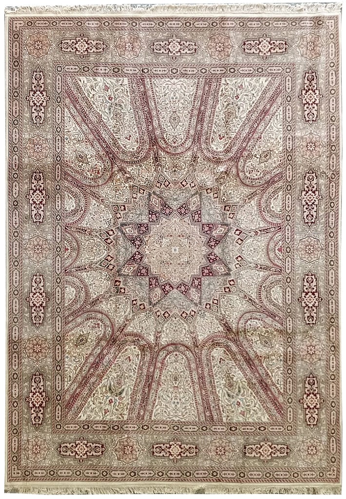 8.7 x 11.9 Hand-Knotted Wool Silk Rug Dom Tabriz India (1 of 11)