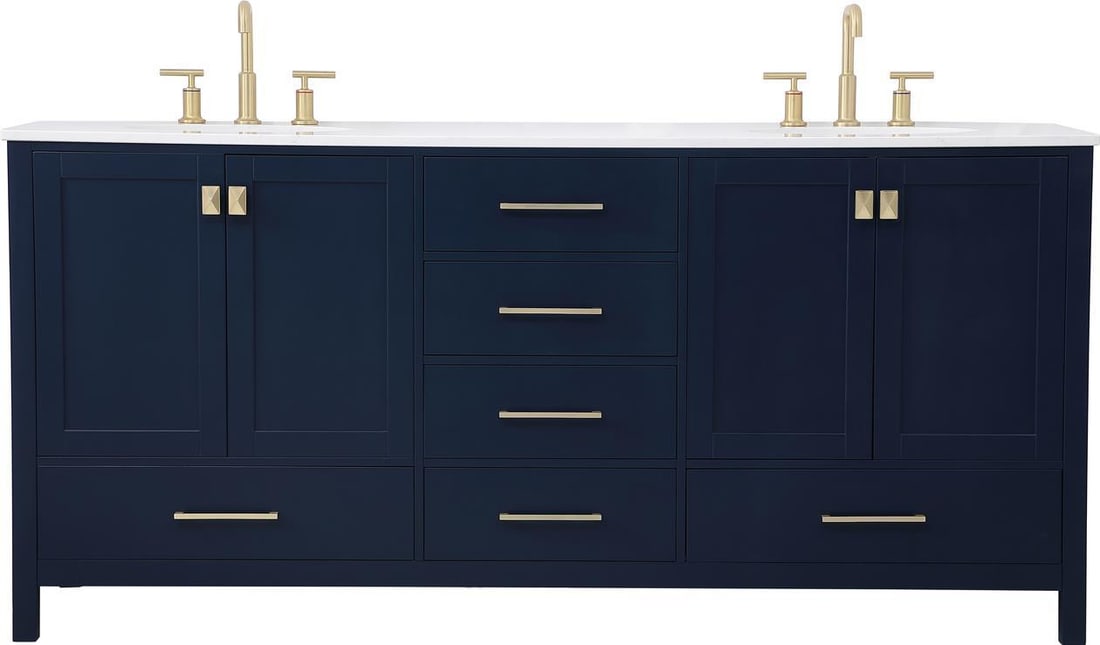 Elegant Lighting 72 Inch Blue Gold Double Vanity Sink (1 of 1)