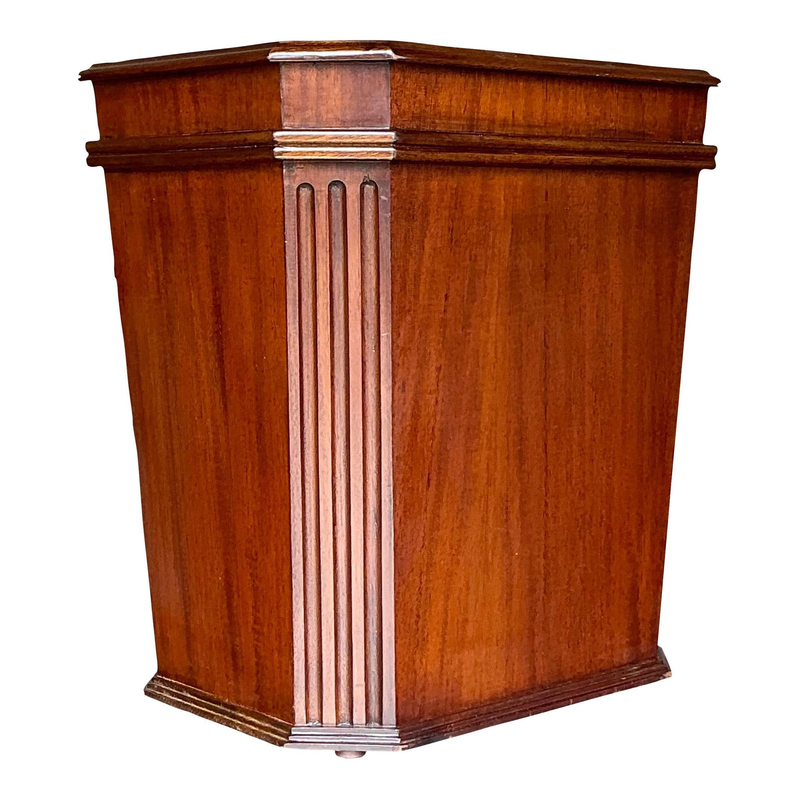 Vintage Boho Hand-Carved Wood Wastepaper Bin Rustic Charm (1 of 8)