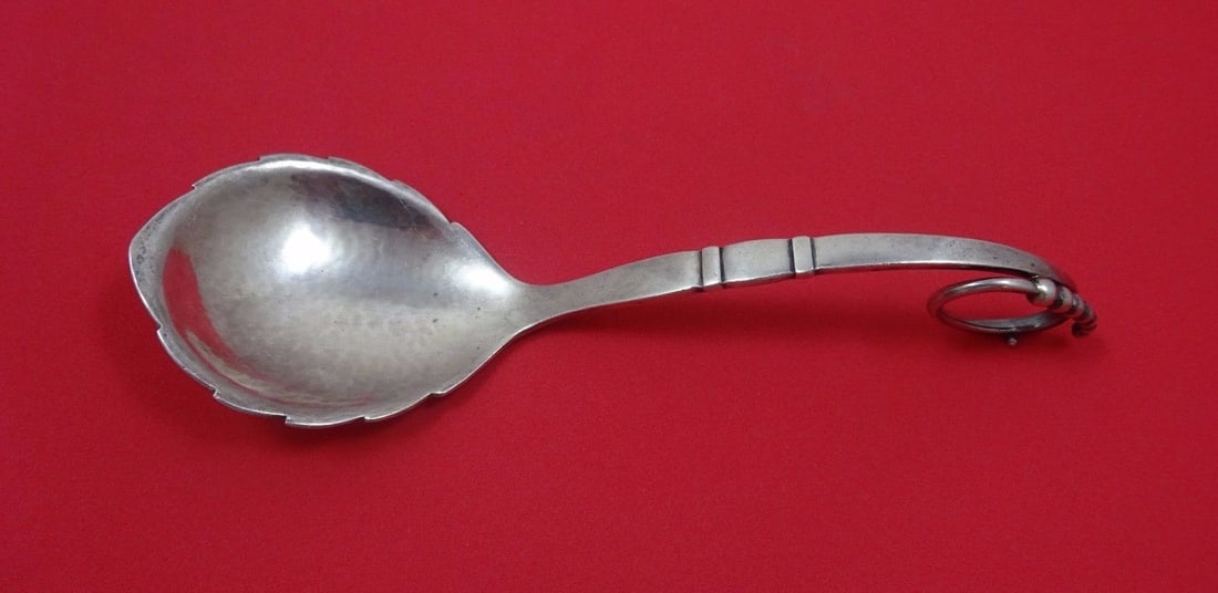 Georg Jensen Ornamental #41 Sterling Silver Preserve Spoon Oldest Mark 7.25" (1 of 1)