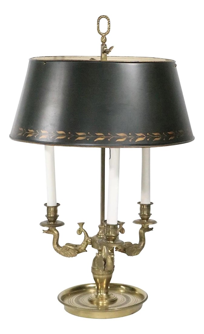 Mid Century French Bouilotte Table Lamp Brass Three Arm Design (1 of 10)