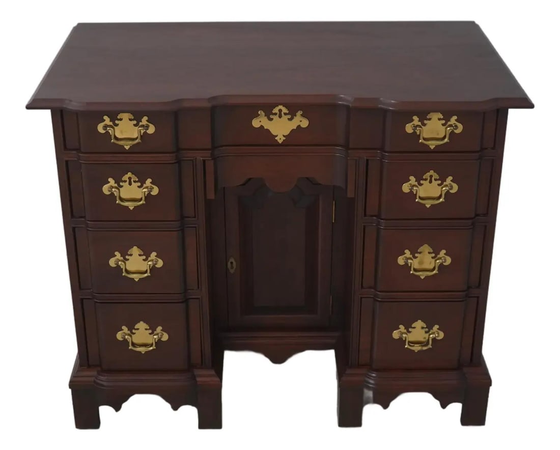 Chippendale Style Blockfront Kneehole Chest Attributed to Bartley Collection 1970s (1 of 10)