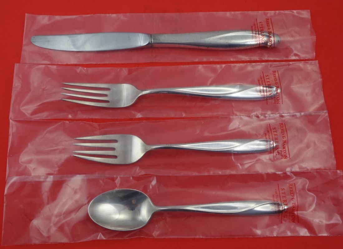 Reed & Barton Silver Sculpture 4pc Sterling Silver Place Setting New (1 of 4)