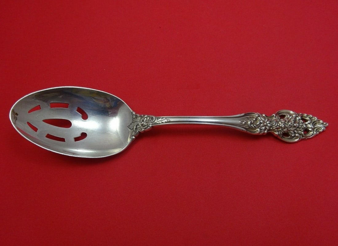 Reed and Barton Florentine Lace Sterling Silver Slotted Spoon 8.5 Inch (1 of 2)