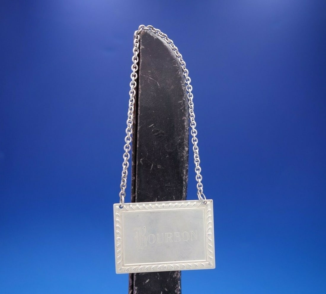Kirk Sterling Silver Decanter Label Engraved BOURBON (1 of 3)