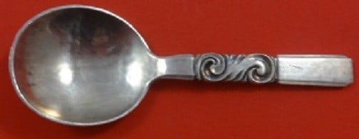 Vintage Georg Jensen Scroll Pattern Sterling Silver Tea Caddy Spoon 4 5/8" (1 of 2)