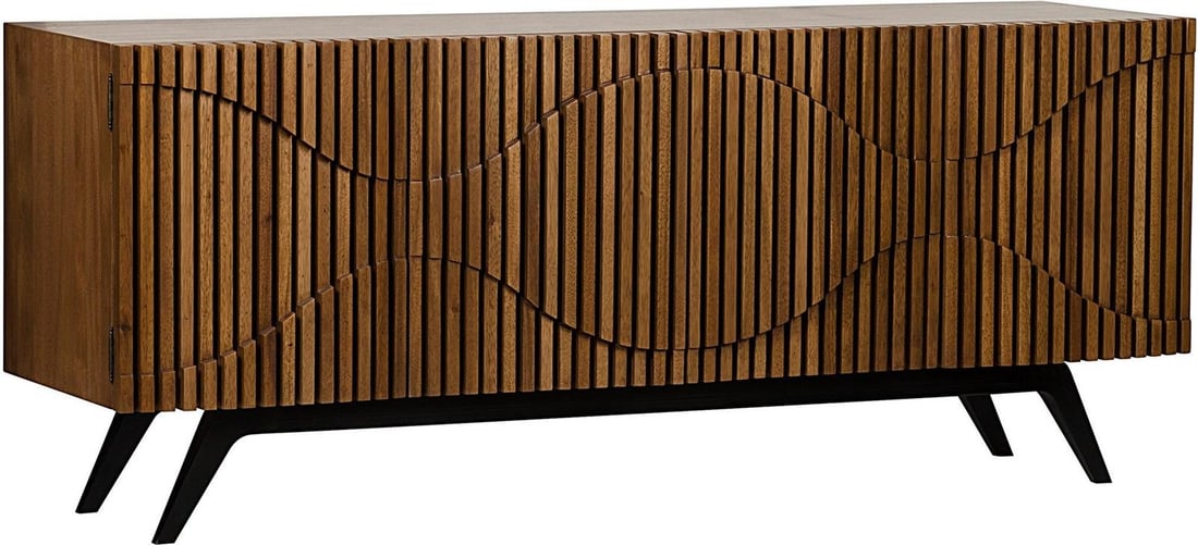 Noir Illusion Sideboard Dark Walnut Steel Frame 78" (1 of 2)