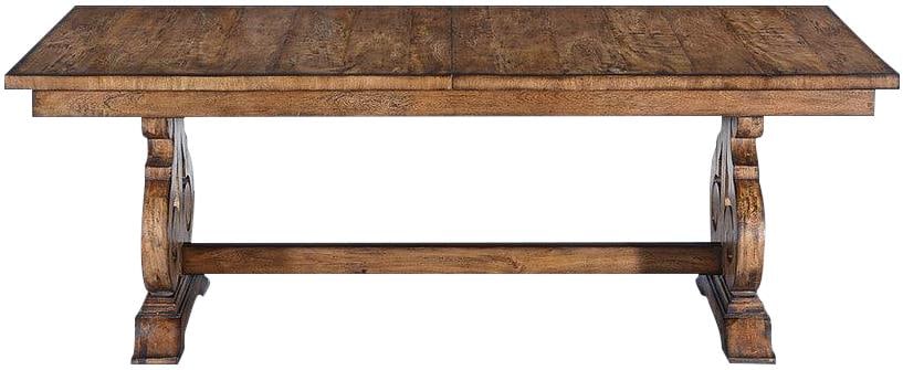 Extendable Cambridge Table Rustic Pecan Scroll Base 84-Inch - 2