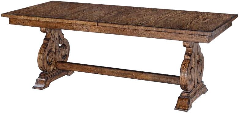 Extendable Cambridge Table Rustic Pecan Scroll Base 84-Inch - 8