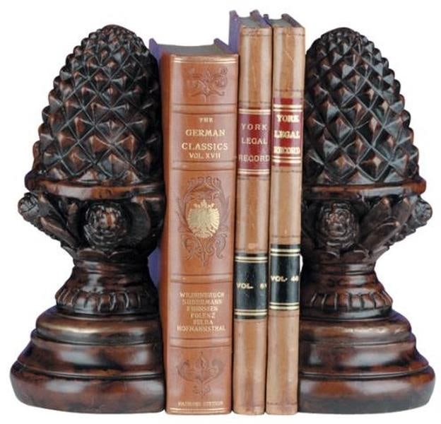 Rustic Hand-Painted Southern Pinecone Bookends in Resin (1 of 1)