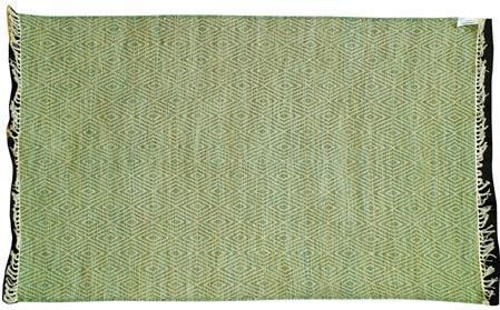 Transitional 2x12 Hand-Woven Wool Green Diamonds Runner Rug (1 of 1)