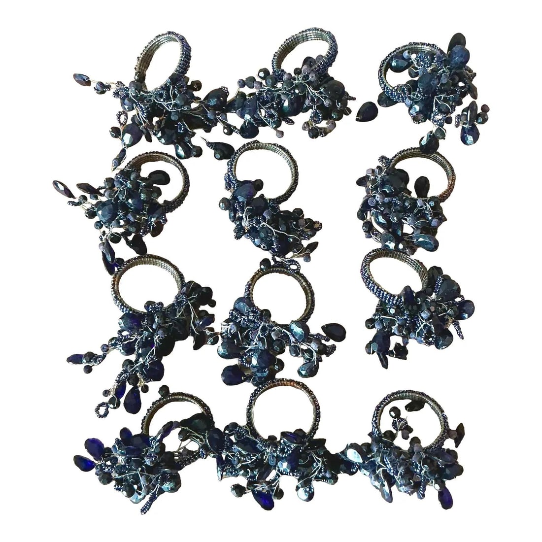 Set of 12 Amethyst Beaded Wire Napkin Rings with Boho Chic Flair (1 of 10)