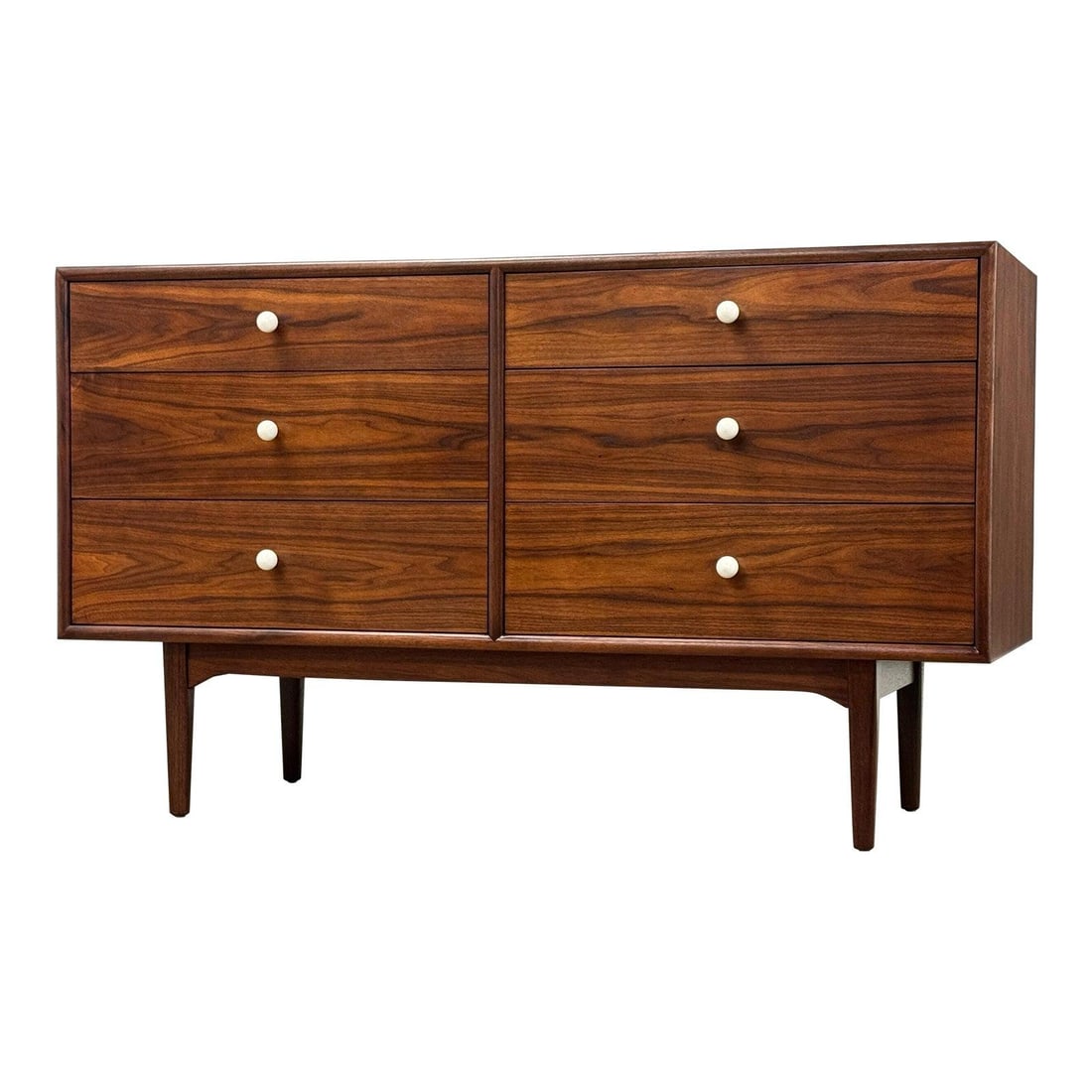1960s Kipp Stewart Walnut Declaration Dresser for Drexel: 1960s Kipp Stewart Walnut Declaration Dresser for Drexel This stunning mid-century modern dresser showcases a refined design by Kipp Stewart and Stewart MacDougall for Drexel. Crafted from rich walnut