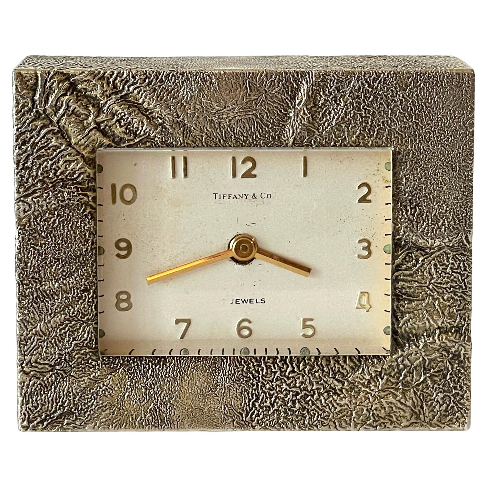 Tiffany & Co. 1960s Bronze Rockwork Table Clock Swiss Jeweled Movement (1 of 12)