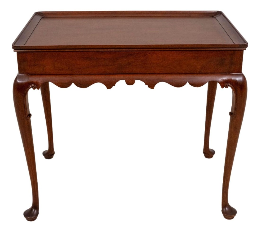 Mahogany Queen Anne Tea Table with Chippendale Details and Pull Out Trays (1 of 10)