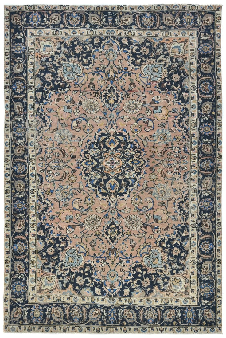 Handmade Vintage Floral Wool Area Rug 8x11 ft Eco-Friendly (1 of 13)