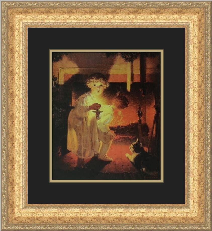 Norman Rockwell Is He Coming? Custom Framed Art Print 18x18 (1 of 2)